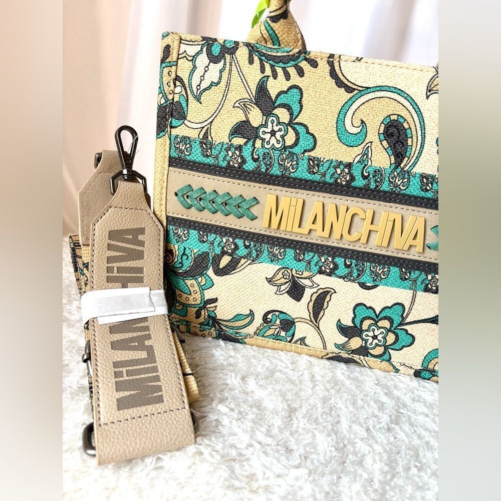 Floral Tote Bag - Cream and Green - Picture 2 of 10